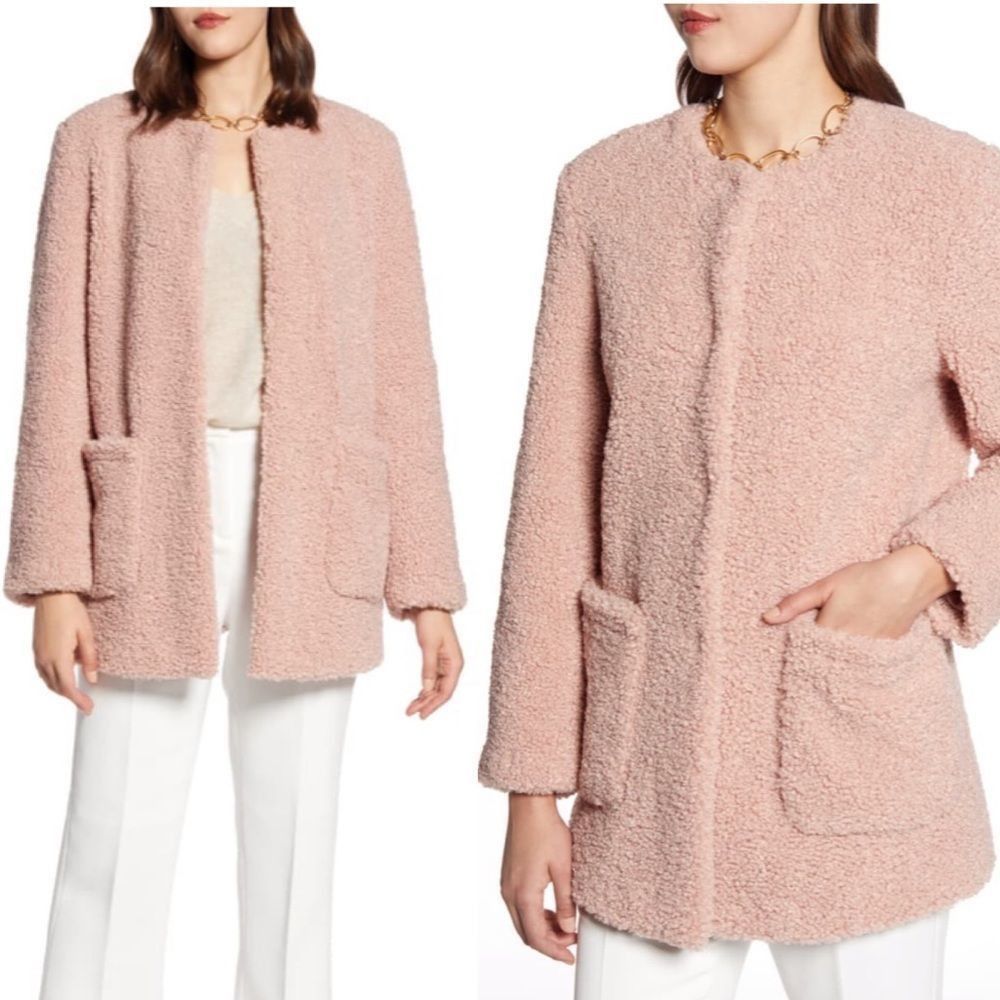 Other Halogen Jewel Neck Teddy Coat Pink NWT L XL Size L / US 10 / IT 46 - 2 Thumbnail