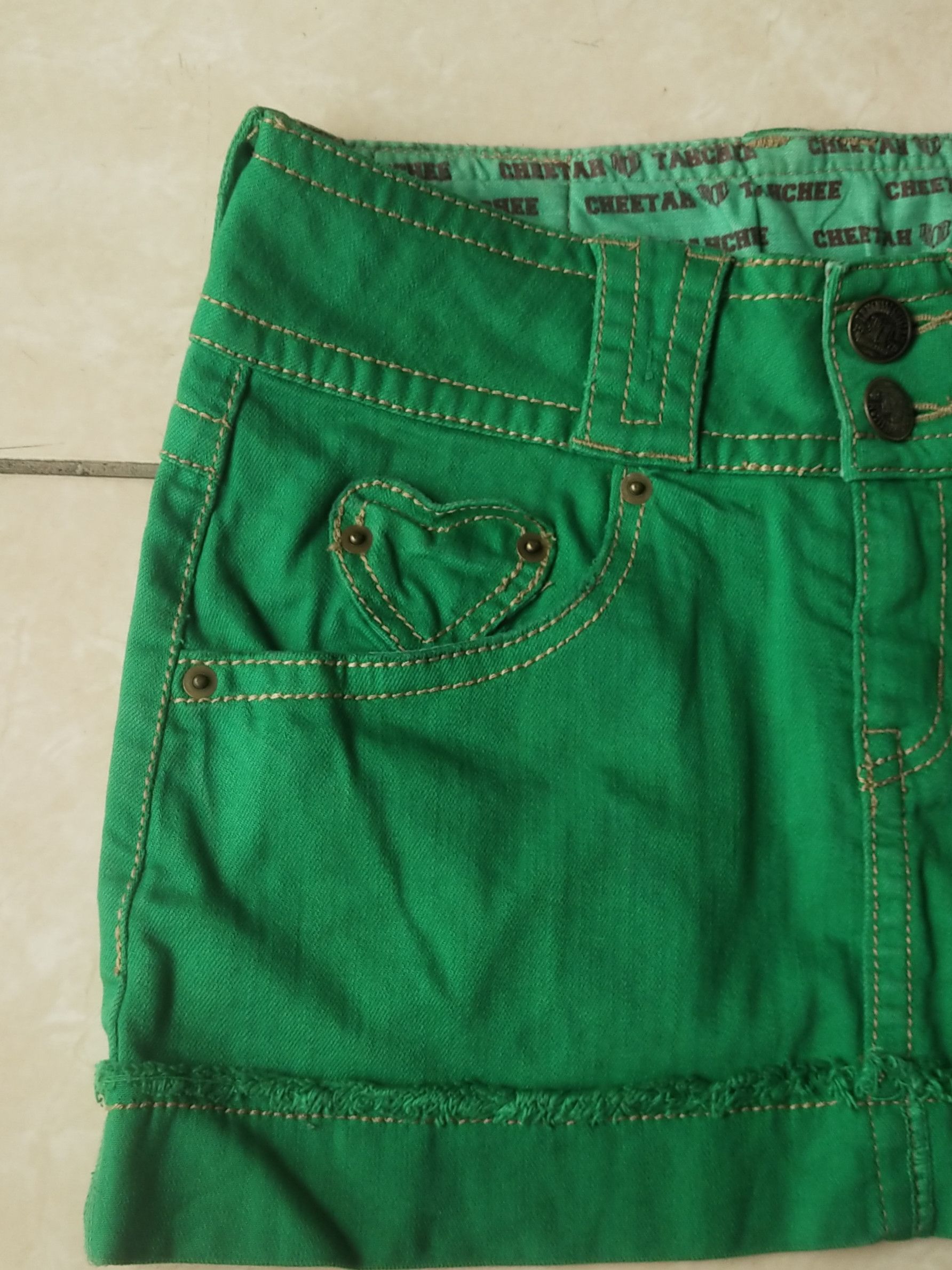 Hysteric Glamour Cheetah Tanchee Low-Rise Green Denim Mini Skirt Archive Y2K Size 26" / US 2 / IT 38 - 4 Thumbnail