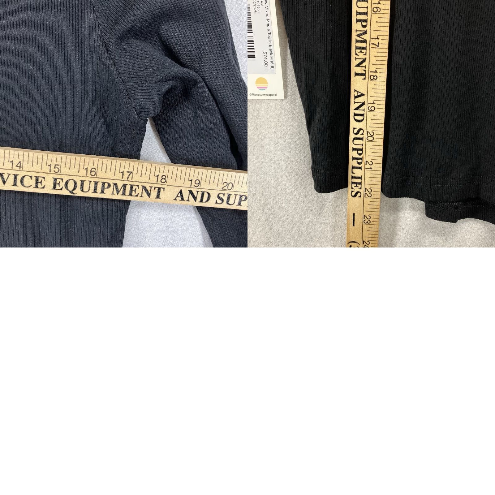 Vintage 78 & Sunny Women's Blouse Long Sleeve Collared Button Black Rayon Spandex Knit Stretch NWT Medium Size M / US 6-8 / IT 42-44 - 9 Thumbnail