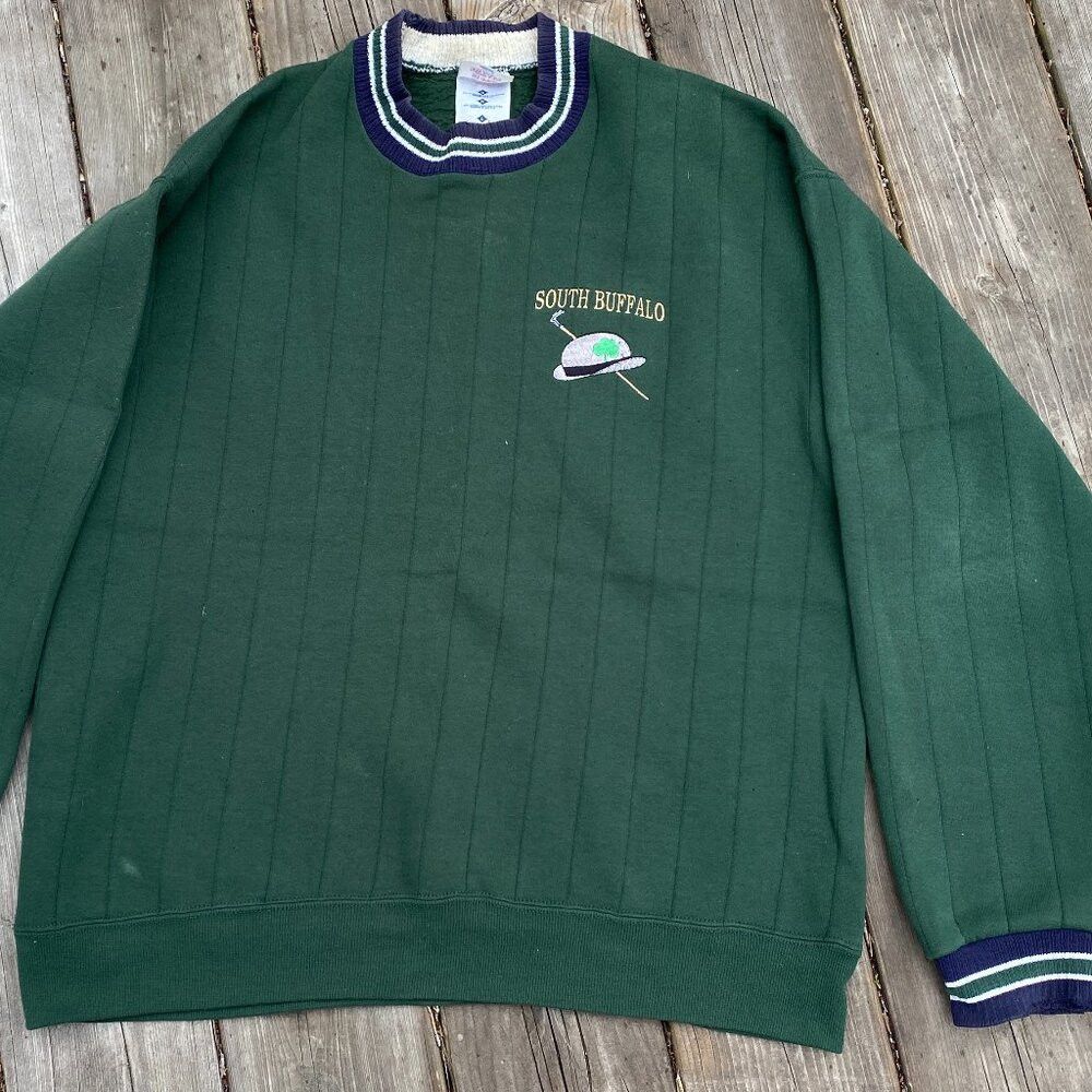 Vintage South Buffalo Golf Knit Sweater Large Green