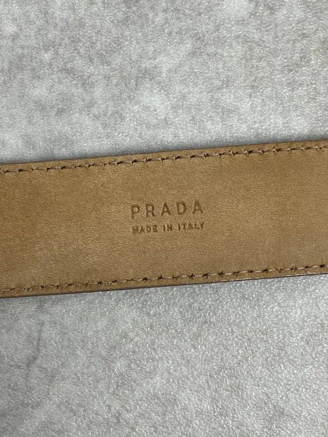 Prada 2000s Prada Camel Eroded Leather Belt Size ONE SIZE - 7 Thumbnail