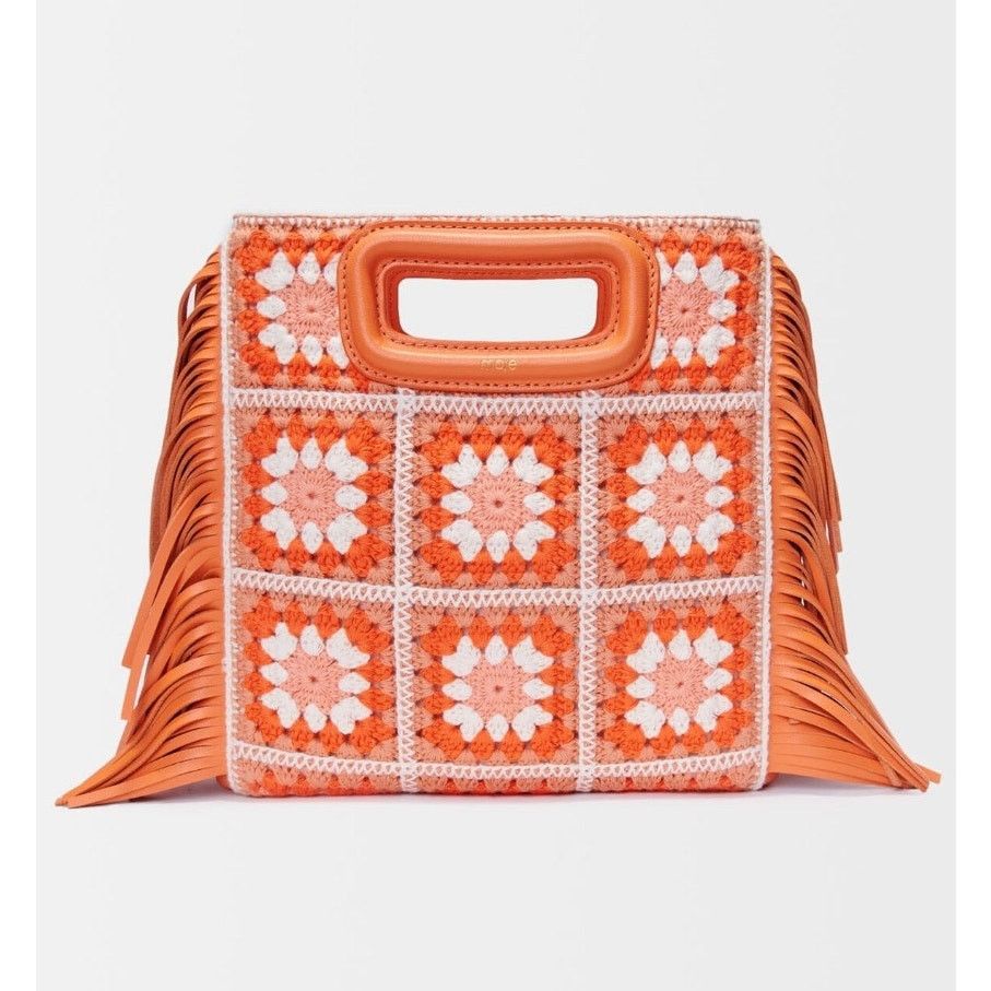 Maje NEW Maje Crochet M Bag Orange Floral Print Clutch/Crossbody Size ONE SIZE - 2 Thumbnail