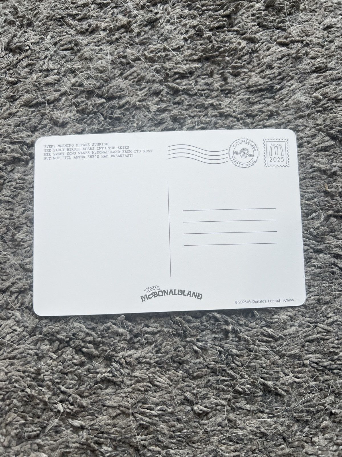 Hypebeast 2025 McDonald’s McDonaldland Birdie Post Card Size ONE SIZE - 2 Thumbnail