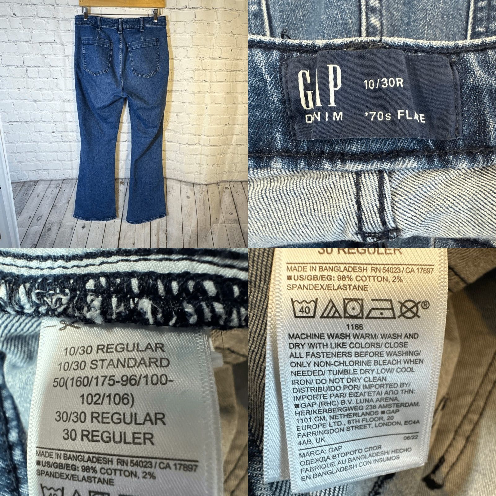 Gap VINTAGE Gap 70s Flare Jeans Women’s 10 High Waisted Button Pocket Medium Wash Stretch Jeans Blue Women Ladies Pants 70s Flare Wide-Leg Mens? Size 32" / US 10 / IT 46 - 8 Thumbnail