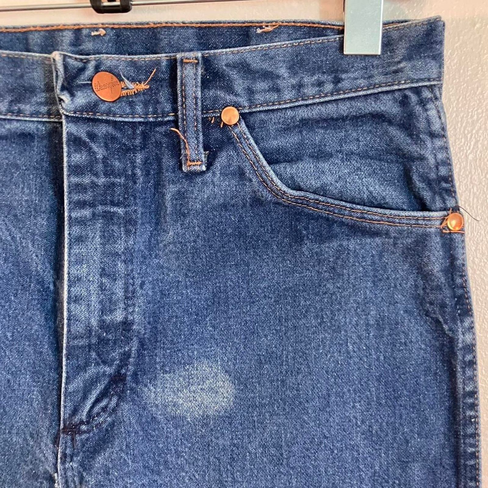 Wrangler Vintage 80s Wrangler Denim Blue Jeans Cowboy Workwear Size US 33 - 2 Thumbnail