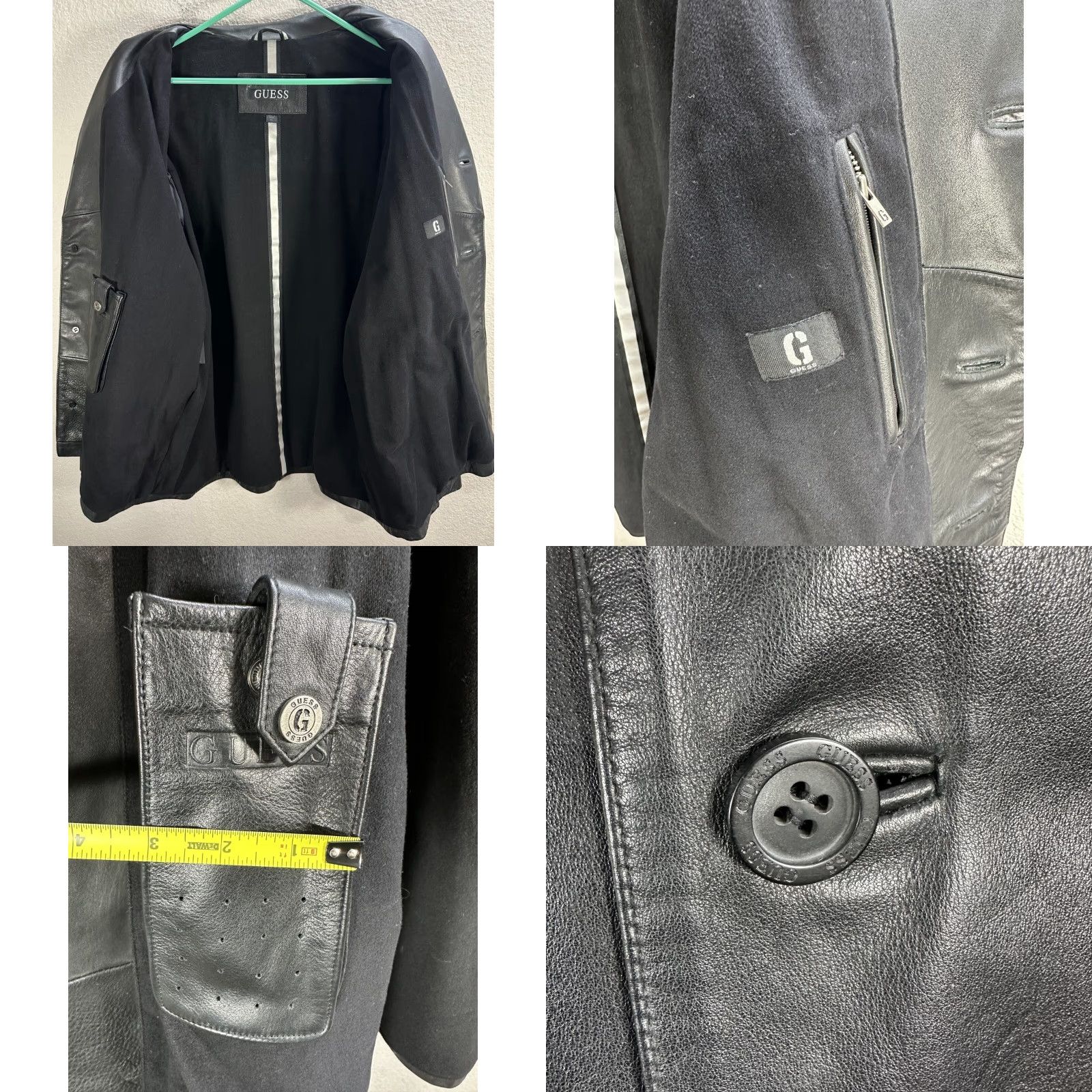 Guess GUESS Leather Jacket Mens XL Black Leather Blazer Lined Pockets Classic Sz XL Size US XL / EU 56 / 4 - 8 Thumbnail