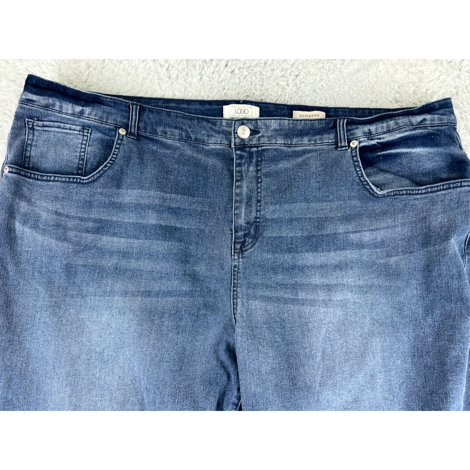 Vintage LOGO by Lori Goldstein Womens Jeans 26W Blue Denim High Rise Straight Embroidered 5-Pocket Designer Size 26" / US 2 / IT 38 - 7 Thumbnail