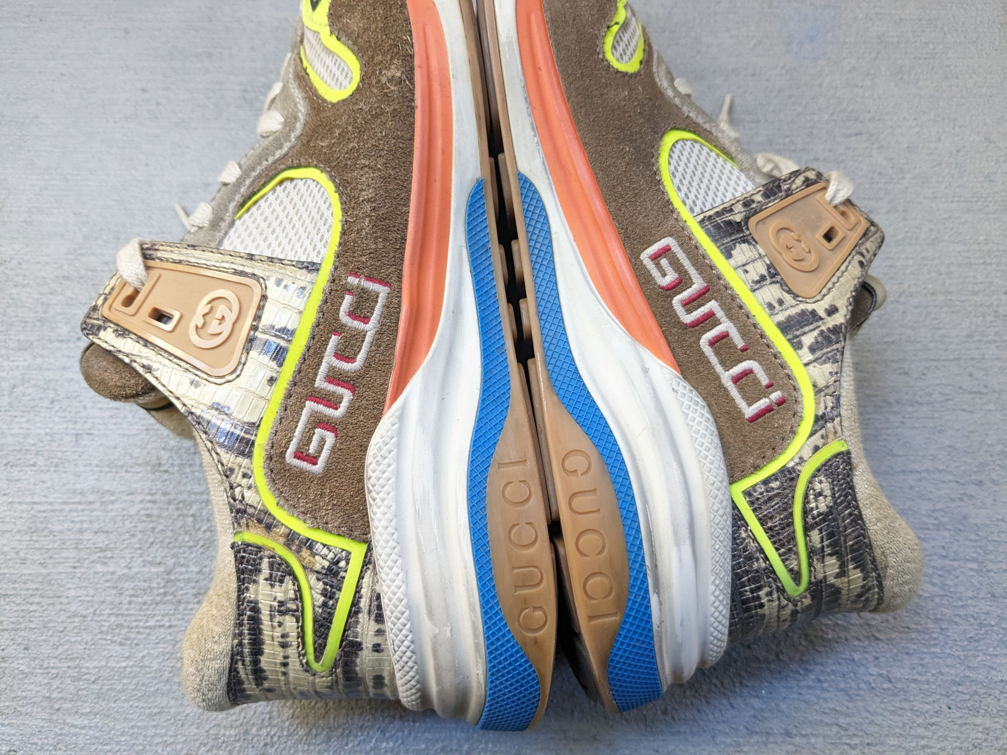 Gucci Gucci Ultrapace Sneakers Size 8.5 Brown Blue Orange Suede Size US 8.5 / EU 41-42 - 12 Thumbnail