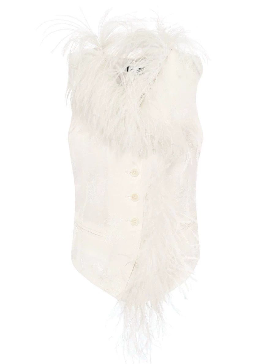 Ann Demeulemeester ANN DEMEULEMEESTER 18ss Feather Embroidered White Vest 36 Size XS / US 0-2 / IT 36-38 - 2 Thumbnail