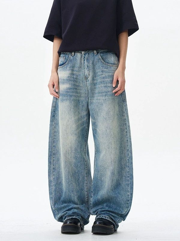 Japanese Brand × Jean High street men's distressed wide-leg scimitar jeans Size US 32 / EU 48 - 1 Thumbnail