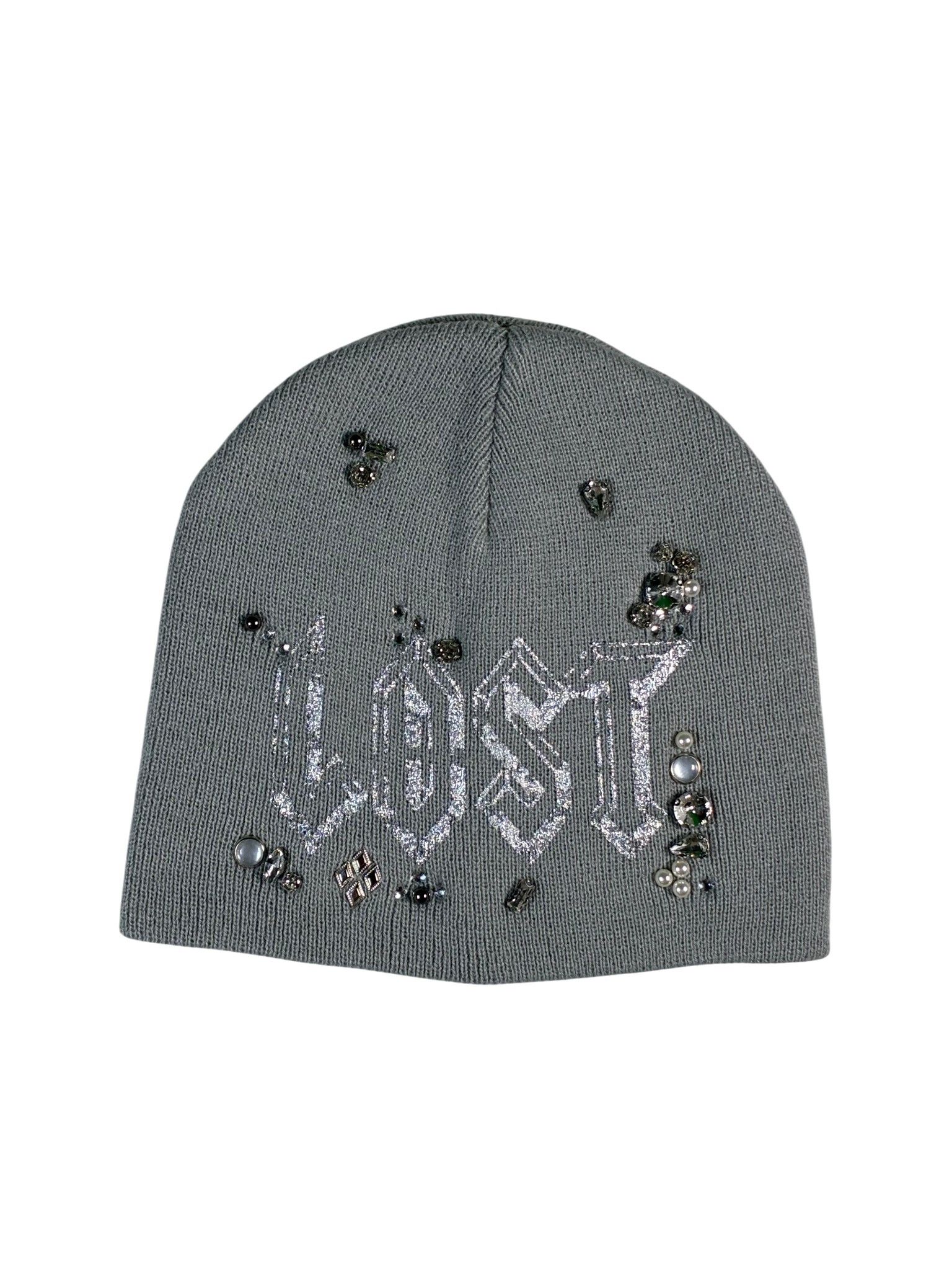 LOST INTRICACY Lost Intricacy 'Clear Rhinestone' Silver & Silver Beanie Size ONE SIZE - 1 Preview