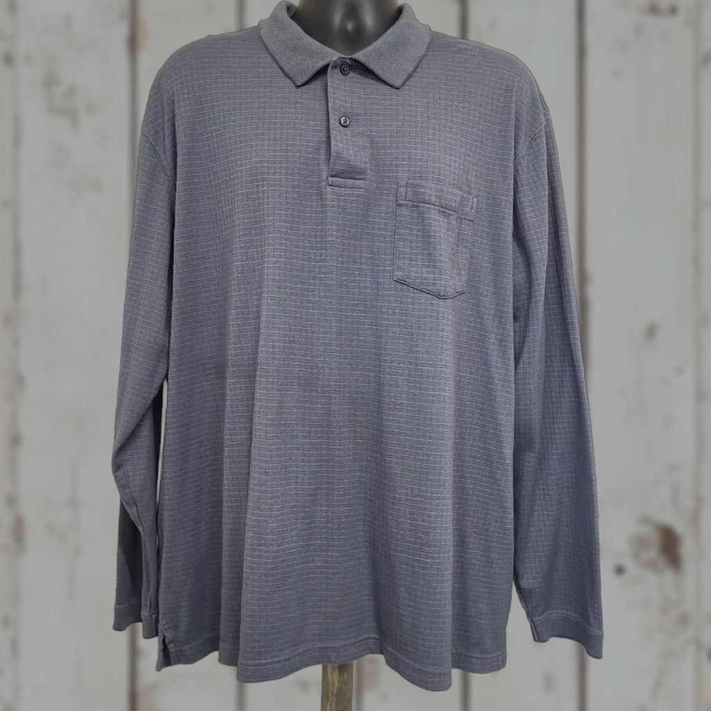 Croft & Barrow VINTAGE? No. Actually: Croft & Barrow Polo Shirt Men XXL Gray Checks Pocket Long Sleeve Preppy Shirt Size US XXL / EU 58 / 5 - 1 Thumbnail