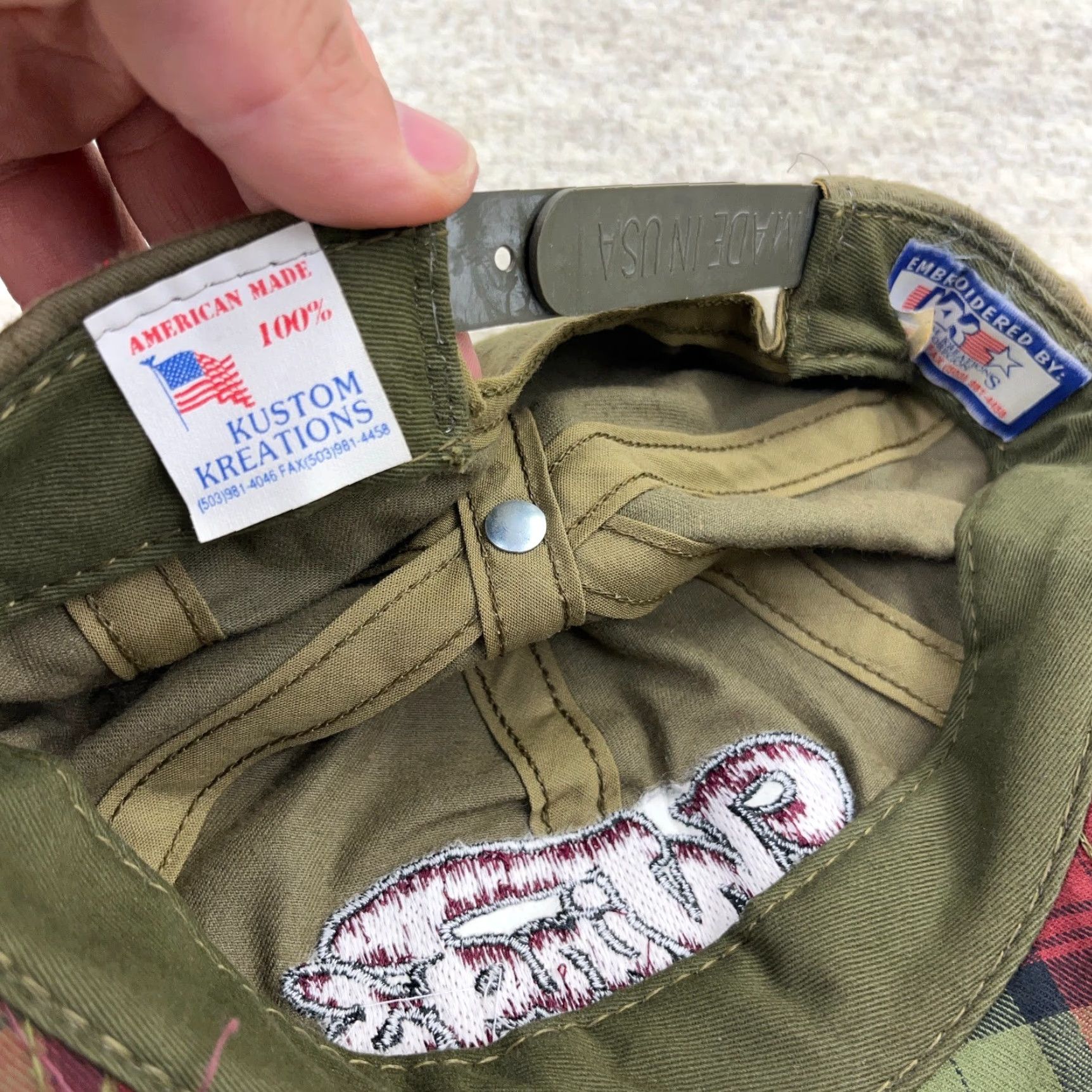 Vintage VINTAGE Wings Of Alaska Hat Cap Snapback Made In USA Green Red Plaid 90s Faded Size ONE SIZE - 3 Thumbnail