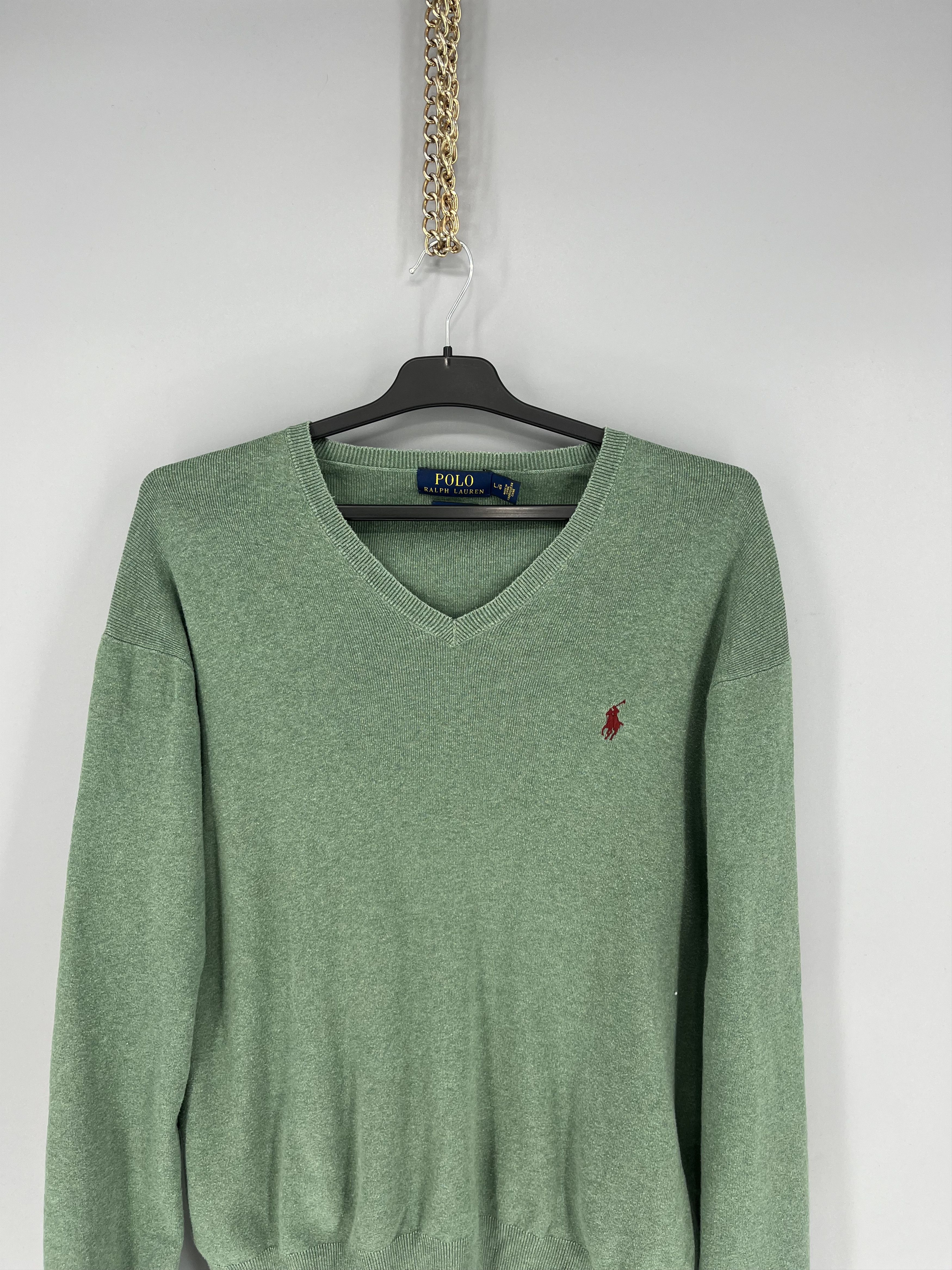 Polo Ralph Lauren Vintage Polo Ralph Lauren V-Neck Sweater 90s Green Size US L / EU 52-54 / 3 - 6 Thumbnail