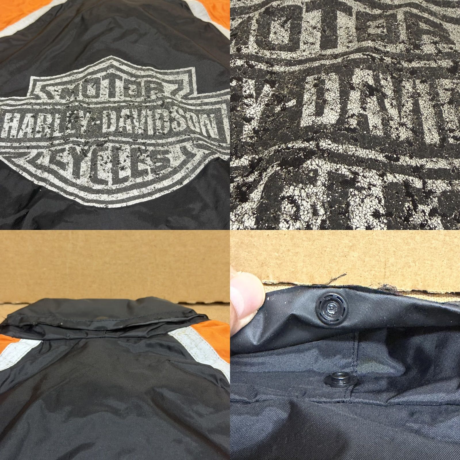 Harley Davidson VINTAGE Harley-Davidson Jacket Mens L Black Orange Nylon Windbreaker GM12366 Size US L / EU 52-54 / 3 - 9 Thumbnail