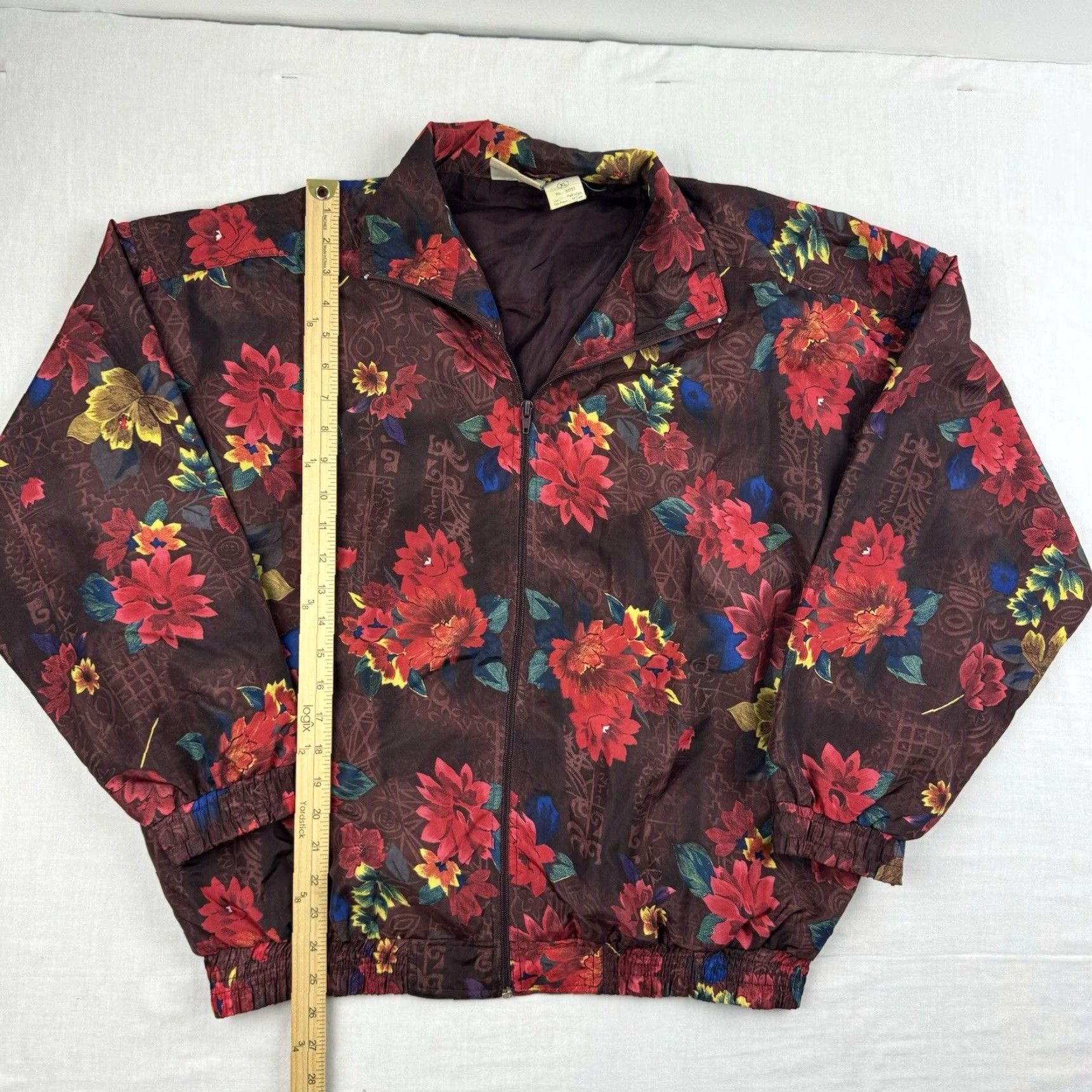 Vintage VINTAGE Kaktus Floral Windbreaker Jacket Womens XL Red 1980s Collar Full Zip 90s Retro Flower Windbreaker Jacket Womens XL Red Kaktus Size XL / US 12-14 / IT 48-50 - 5 Thumbnail
