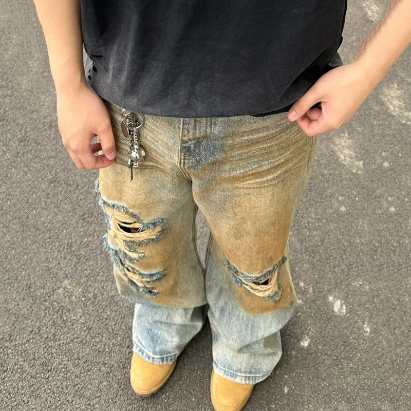 Vintage Dirty Knee Hole Distressed Jeans Size US 35 - 4 Thumbnail