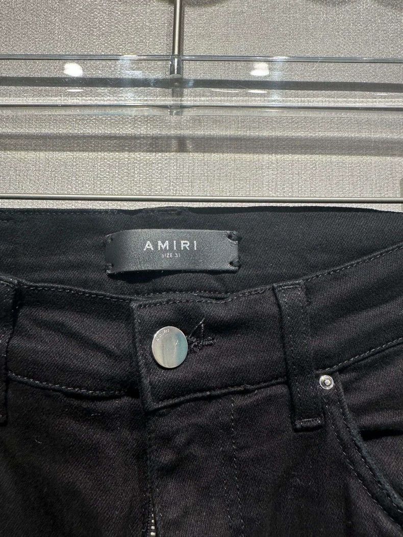 Other Amiri Red Cashew Flower Patch Leather Black Jeans Size US 31 - 3 Thumbnail