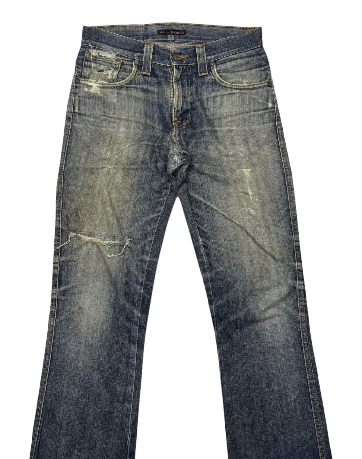 Nudie Jeans Nudie Jeans Bootcut Low Slim Jim Distressed Thrashed Denim Size US 30 / EU 46 - 3 Thumbnail