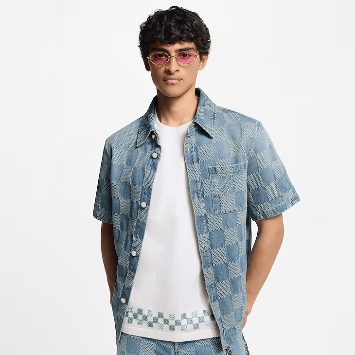 Louis Vuitton Damier 3D Light Denim Short-Sleeved Shirt Size US XXL / EU 58 / 5 - 2 Thumbnail