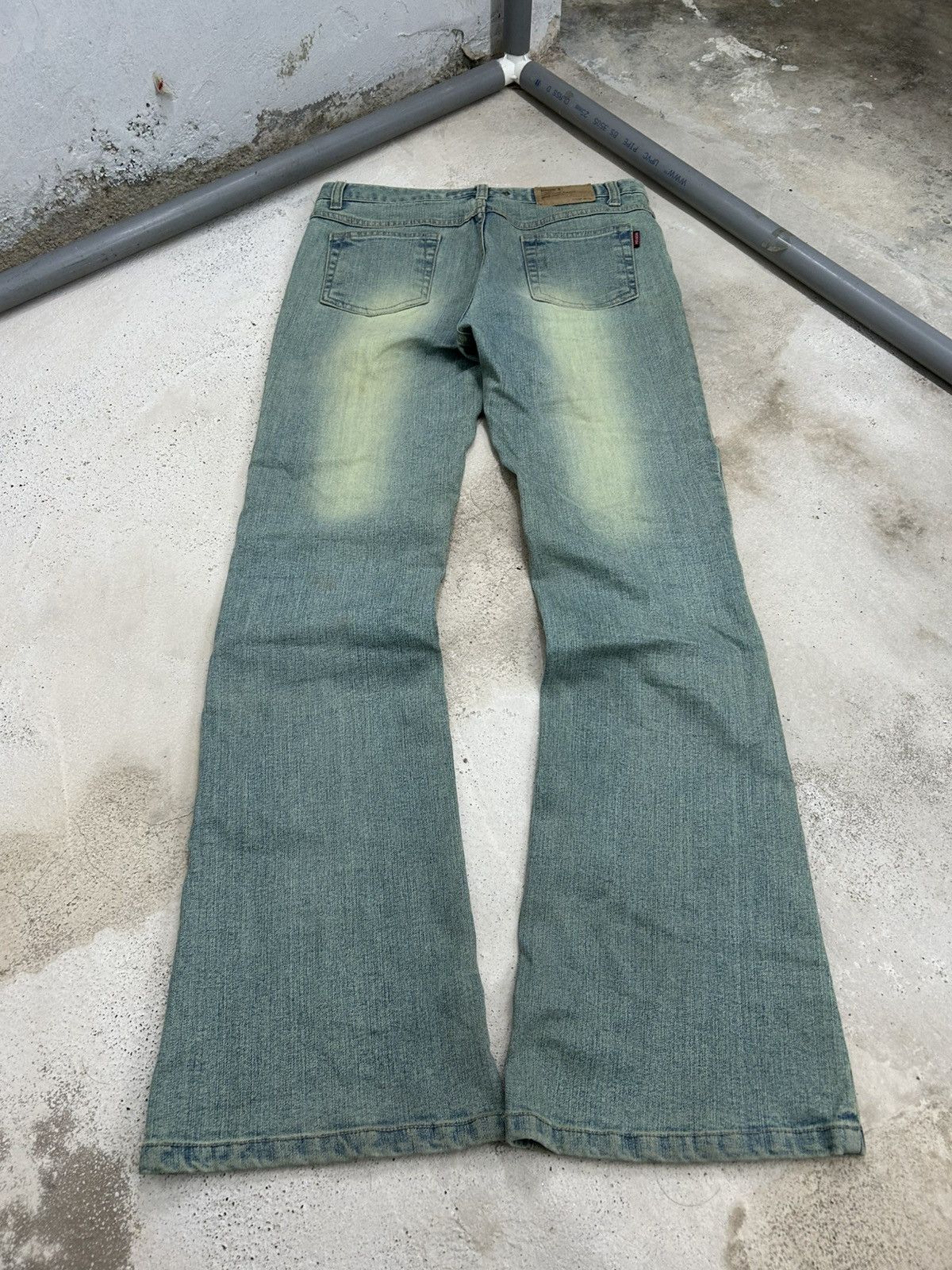 GOSTAR DE FUGA × Japanese Brand Interlow Unisex Jean Flare Mud Light Art Butterfly Paint Size US 29 - 12 Thumbnail