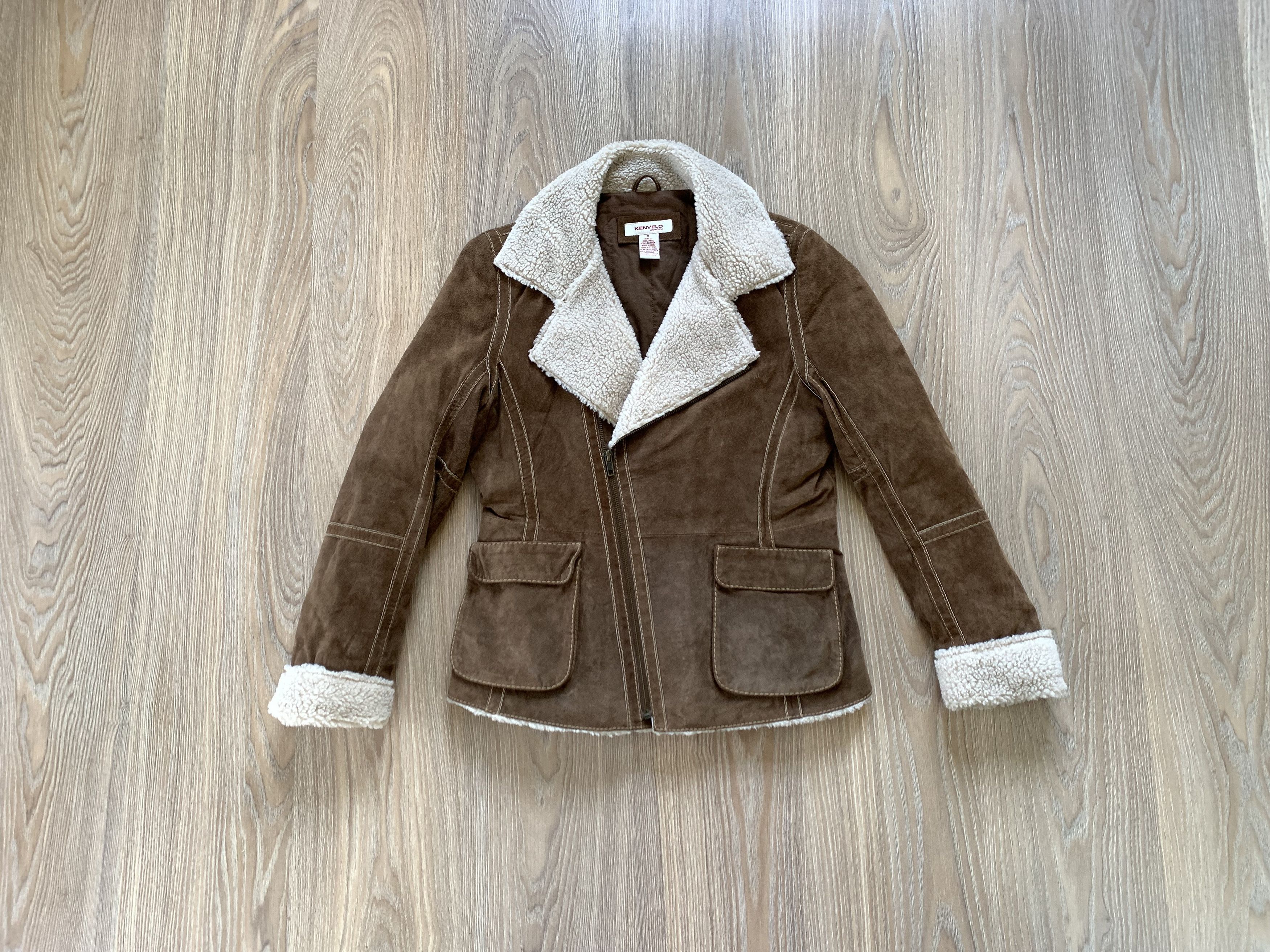 Other Kenvelo Brown Real Leather Pocket Shearling Jacket Size M / US 6-8 / IT 42-44 - 1 Thumbnail