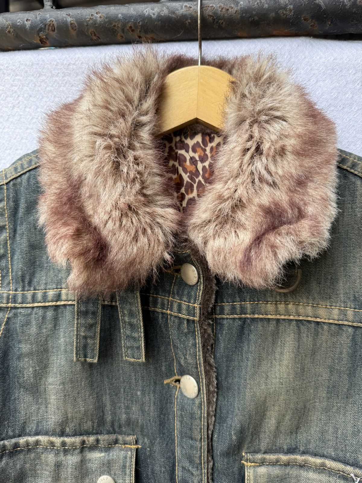 Japanese Brand Fur denim jacket sisley ifsixwasnine lgb styled Size US M / EU 48-50 / 2 - 8 Thumbnail