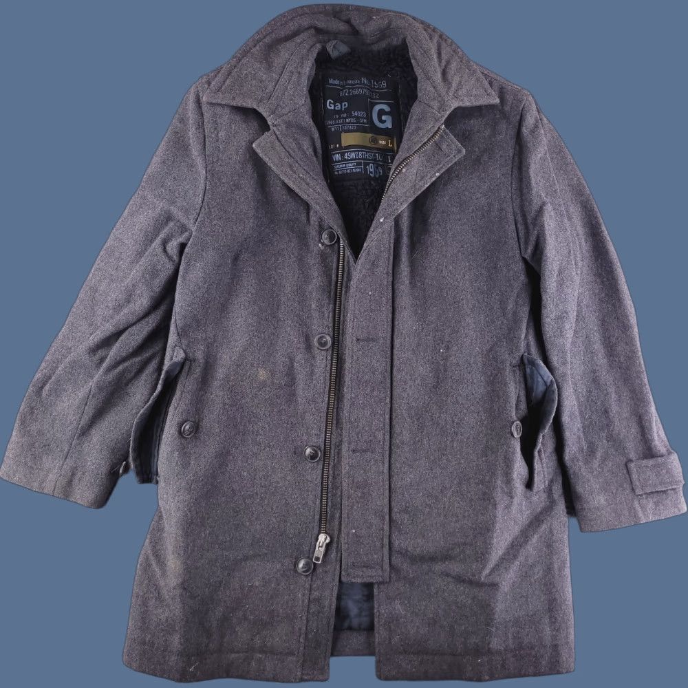 Gap VINTAGE Gap Wool Coat Mens L Gray Overcoat Military Premium VIN Size US L / EU 52-54 / 3 - 1 Thumbnail