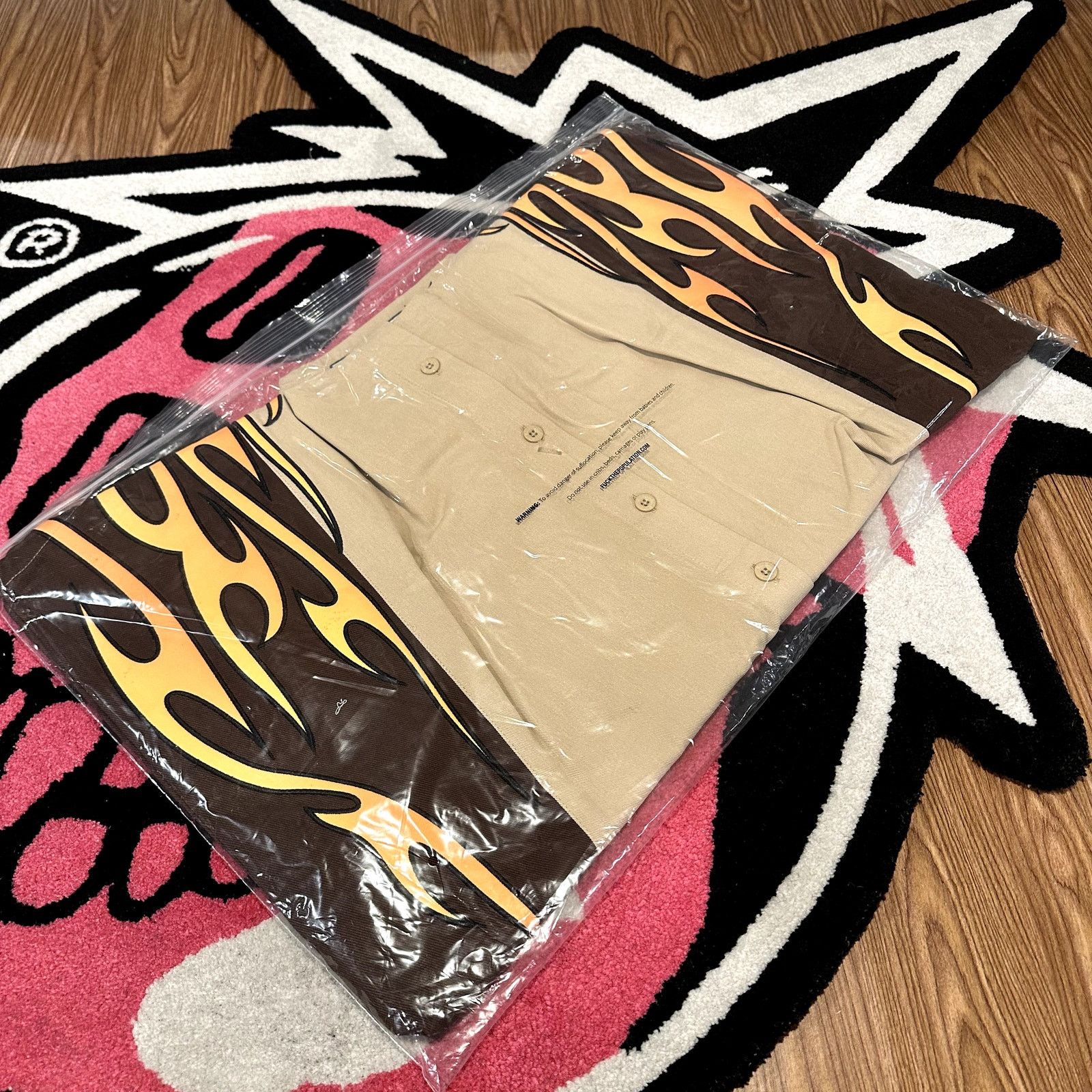 Fuck The Population FTP Raceway Button Up Shirt (Tan) – Size XL – As Pictured Size US XL / EU 56 / 4 - 7 Thumbnail
