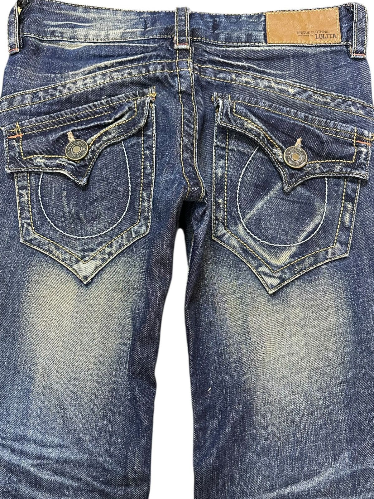 Japanese Brand Vintage Lolita Flare Bootcut Clawmark Whiskers Denim Size US 29 - 7 Thumbnail