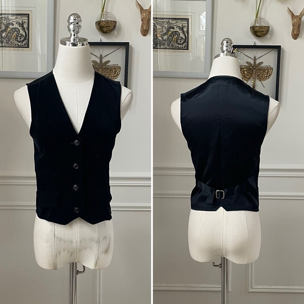 Vintage Vintage 70s Marianne Fashions Black Velveteen Vest S XS Size S / US 4 / IT 40 - 1 Thumbnail