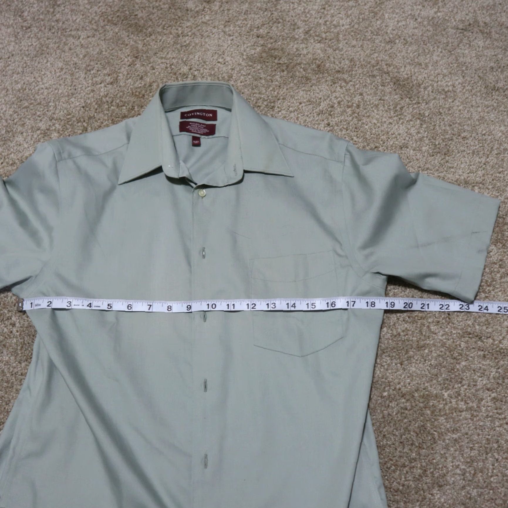 Vintage VINTAGE Covington Men's Short Sleeve Dress Shirt 14.5 Green Wrinkle-Free Casual Business Size 36R - 5 Thumbnail