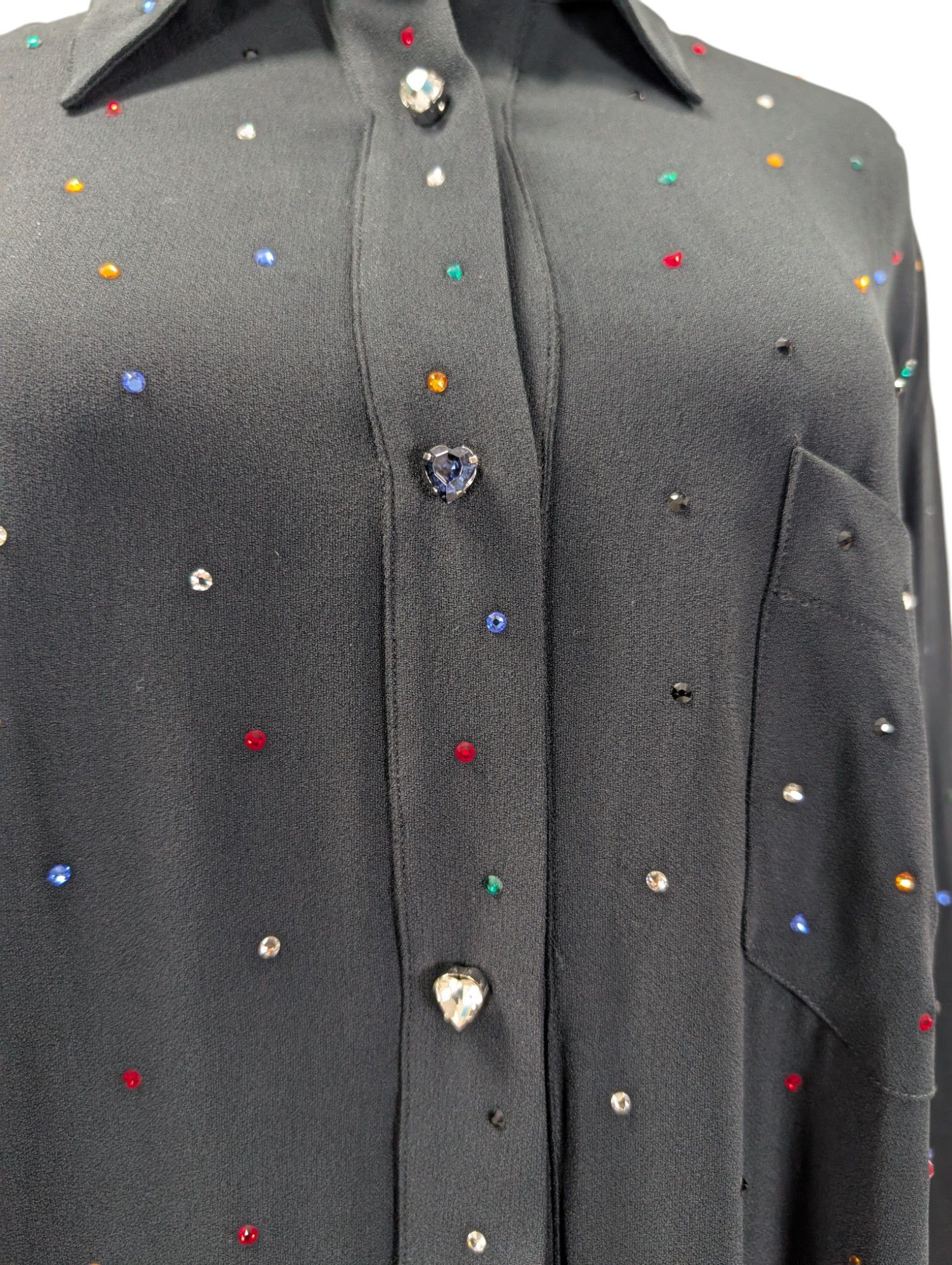 Christopher Kane Black Shirt Dress With Multi Color Crystal Embellishments Size M / US 6-8 / IT 42-44 - 4 Thumbnail