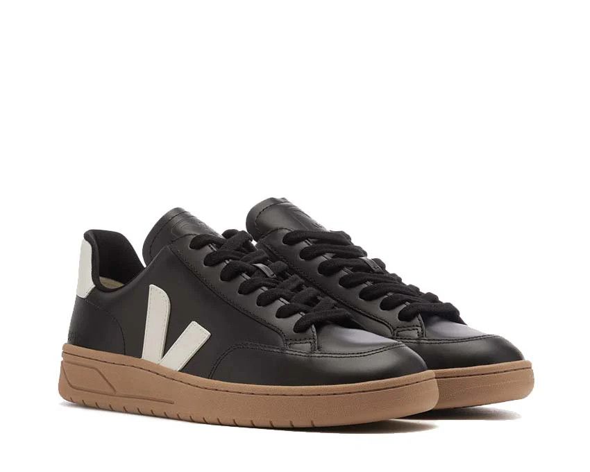 Veja o1s22i1n1224 Leather V-12 Sneakers in Black White Size US 12 / EU 45 - 2 Thumbnail