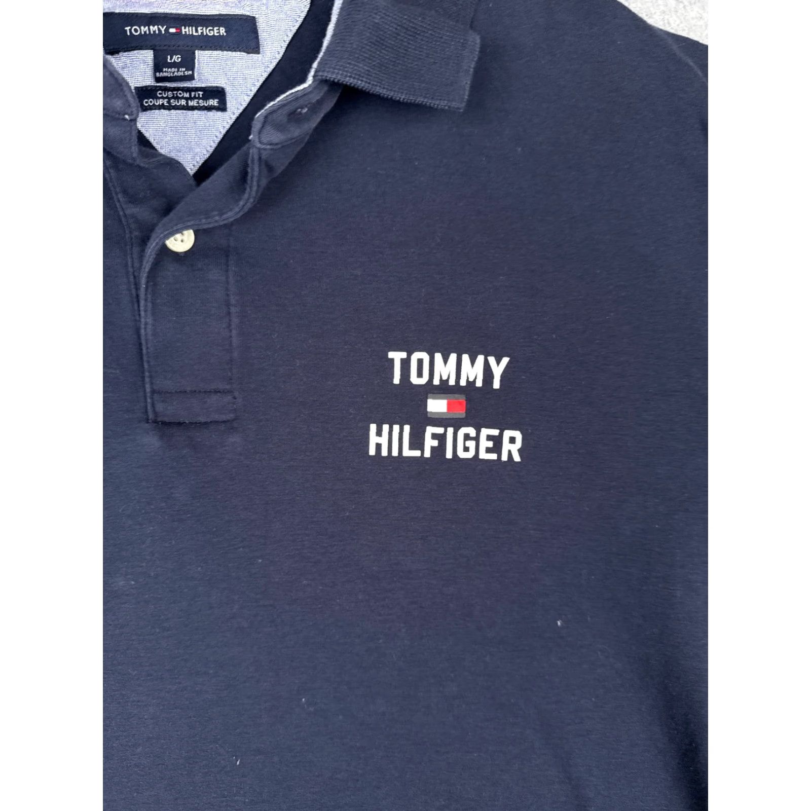 Tommy Hilfiger Tommy Hilfiger Polo Shirt Men L Blue Cotton Custom Fit Short Sleeve Slim Pocket" Size US L / EU 52-54 / 3 - 6 Thumbnail