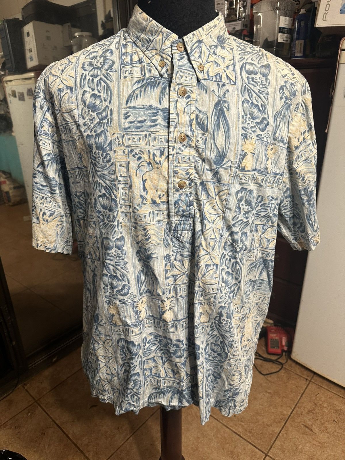 Other PreOwned Kahala Hawaiian Print 3/4 Button Blue Men's XL Size US XL / EU 56 / 4 - 1 Thumbnail