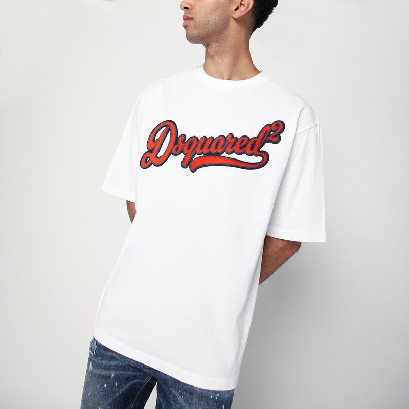 Dsquared2 White T-Shirt With Logo Embroidery