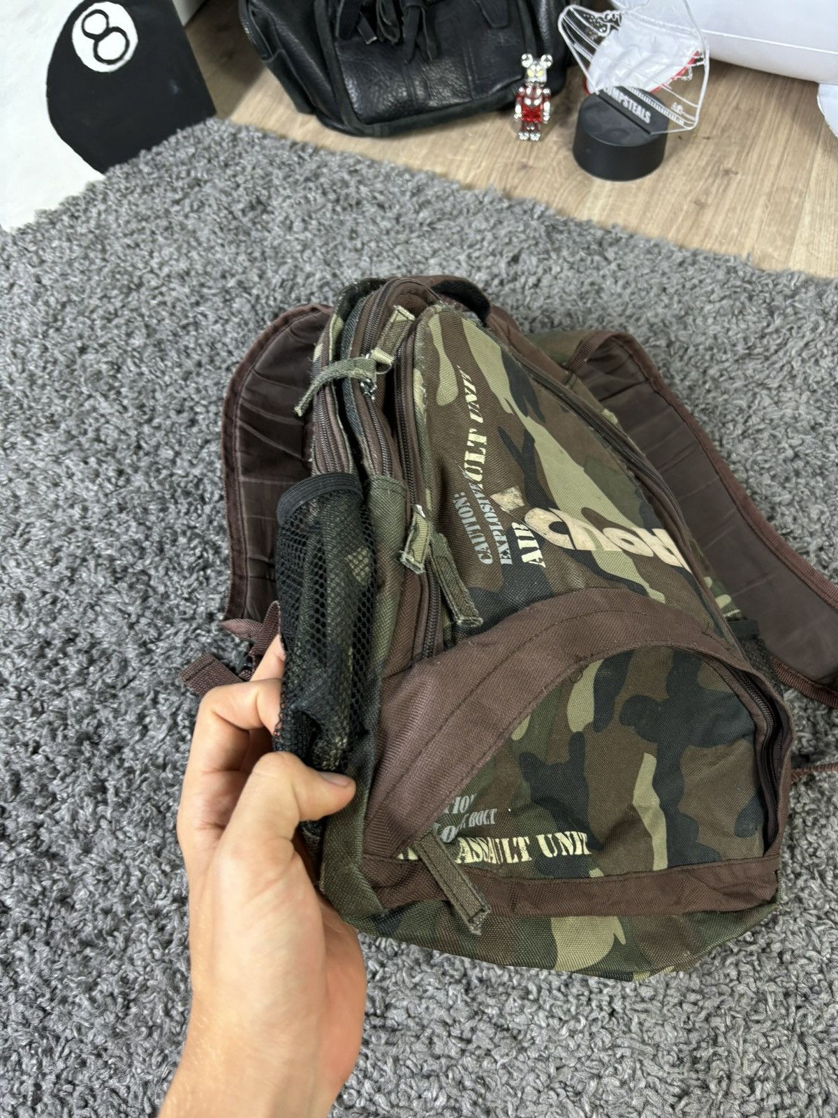 Schott × Vintage Vintage 90s Camo Military Backpack Bag Big Logo USA Size ONE SIZE - 4 Thumbnail