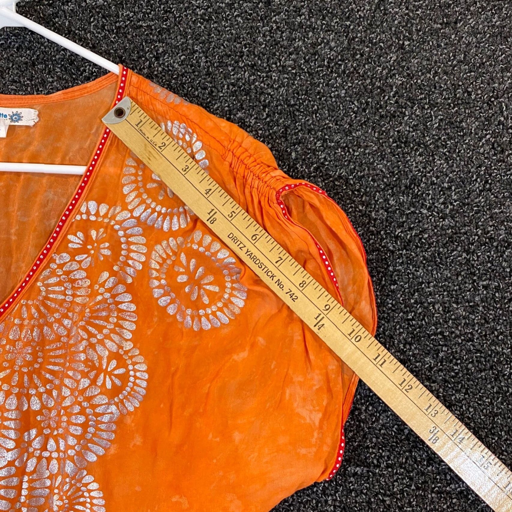 Poupette St Barth Poupette St. Barth Womens V Neck Abstract Metallic Midi Dress Orange Size 1 Size XS / US 0-2 / IT 36-38 - 7 Thumbnail
