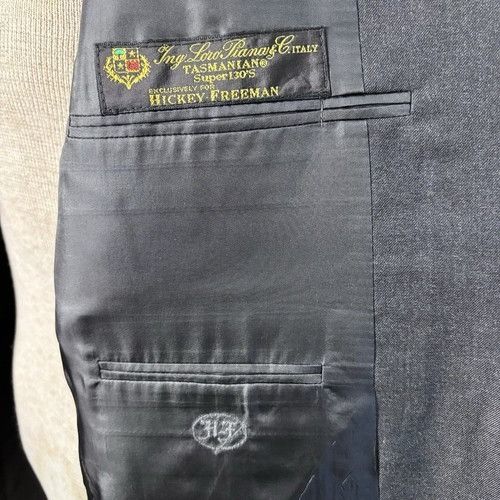 Hickey Freeman LORO PIANA Hickey Freeman Men's Dark Gray Solid Wool Blazer Size 42R - 9 Thumbnail