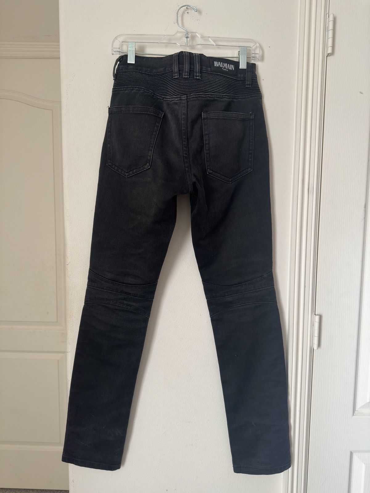 Balmain SS10 Decarnin Black Biker Moto Denim Jeans Size US 29 - 4 Thumbnail
