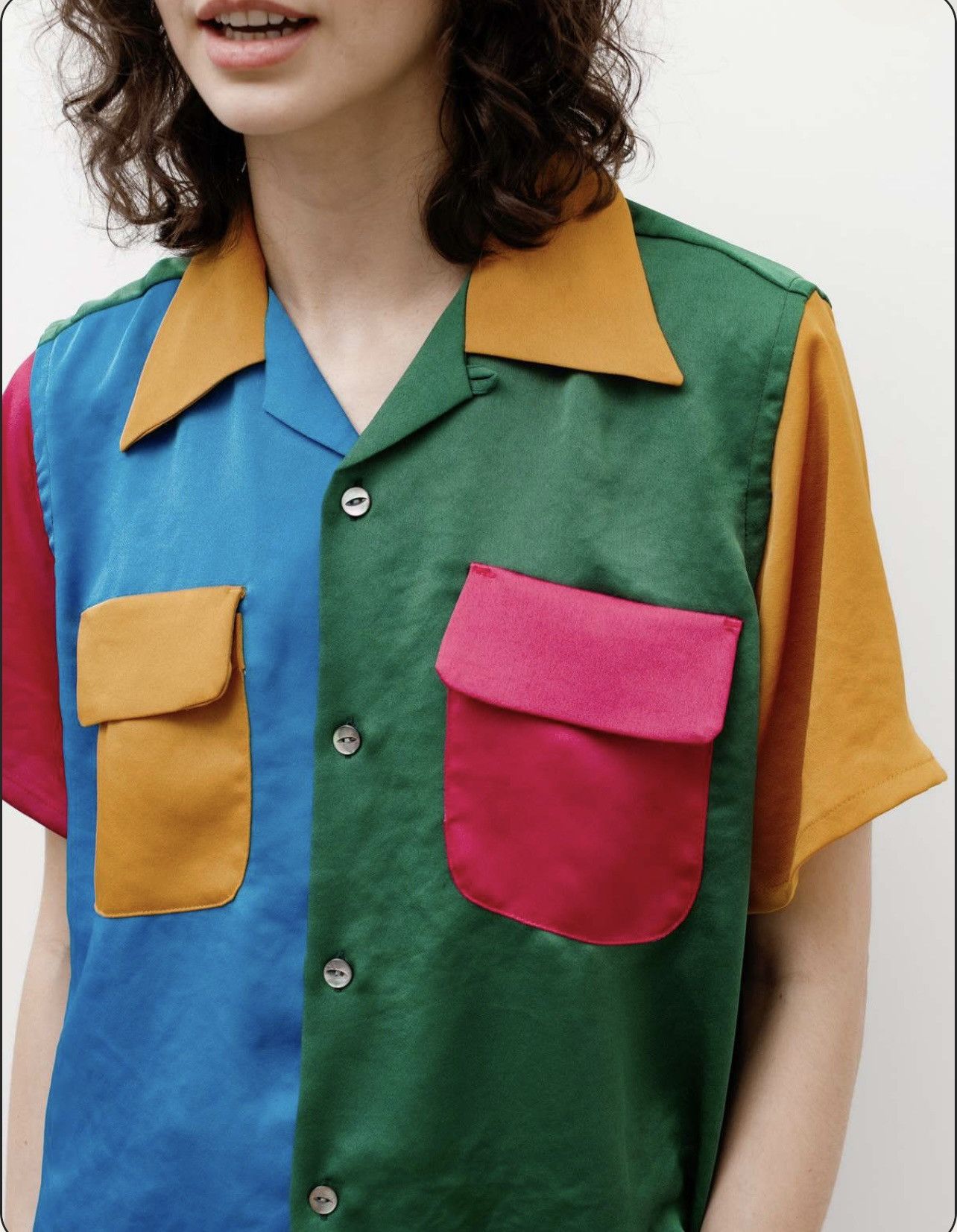 Needles Needles S/S Classic Poly Sateen Shirt Vivid Tone Multi Color Size US L / EU 52-54 / 3 - 3 Thumbnail