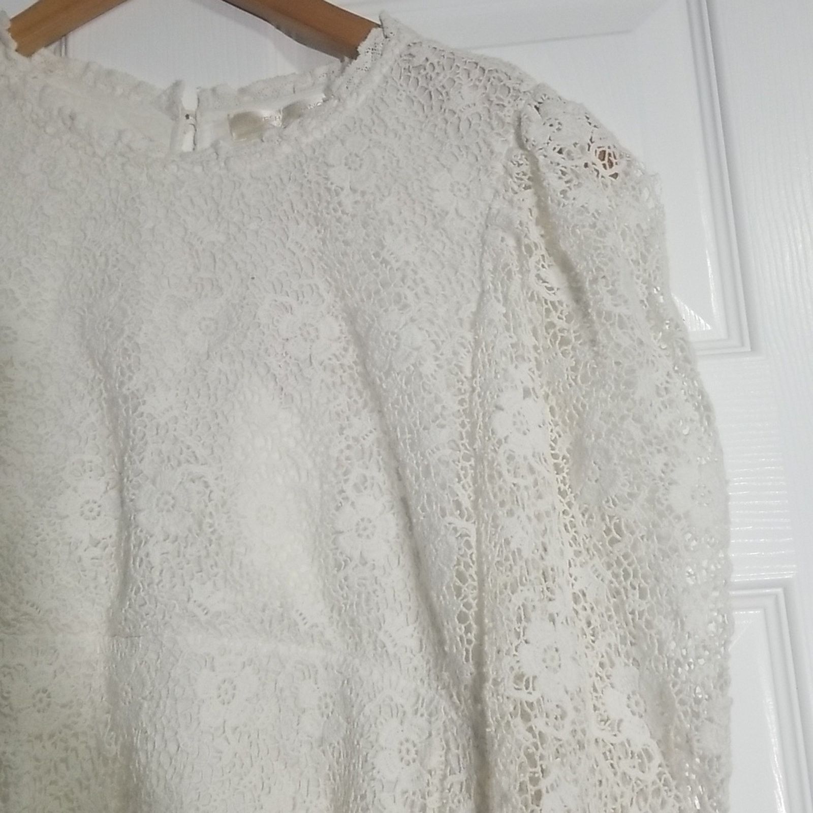 LoveShackFancy NWT LoveShackFancy Leira Lace Blouson-sleeve Mini Dress Size M / US 6-8 / IT 42-44 - 7 Thumbnail