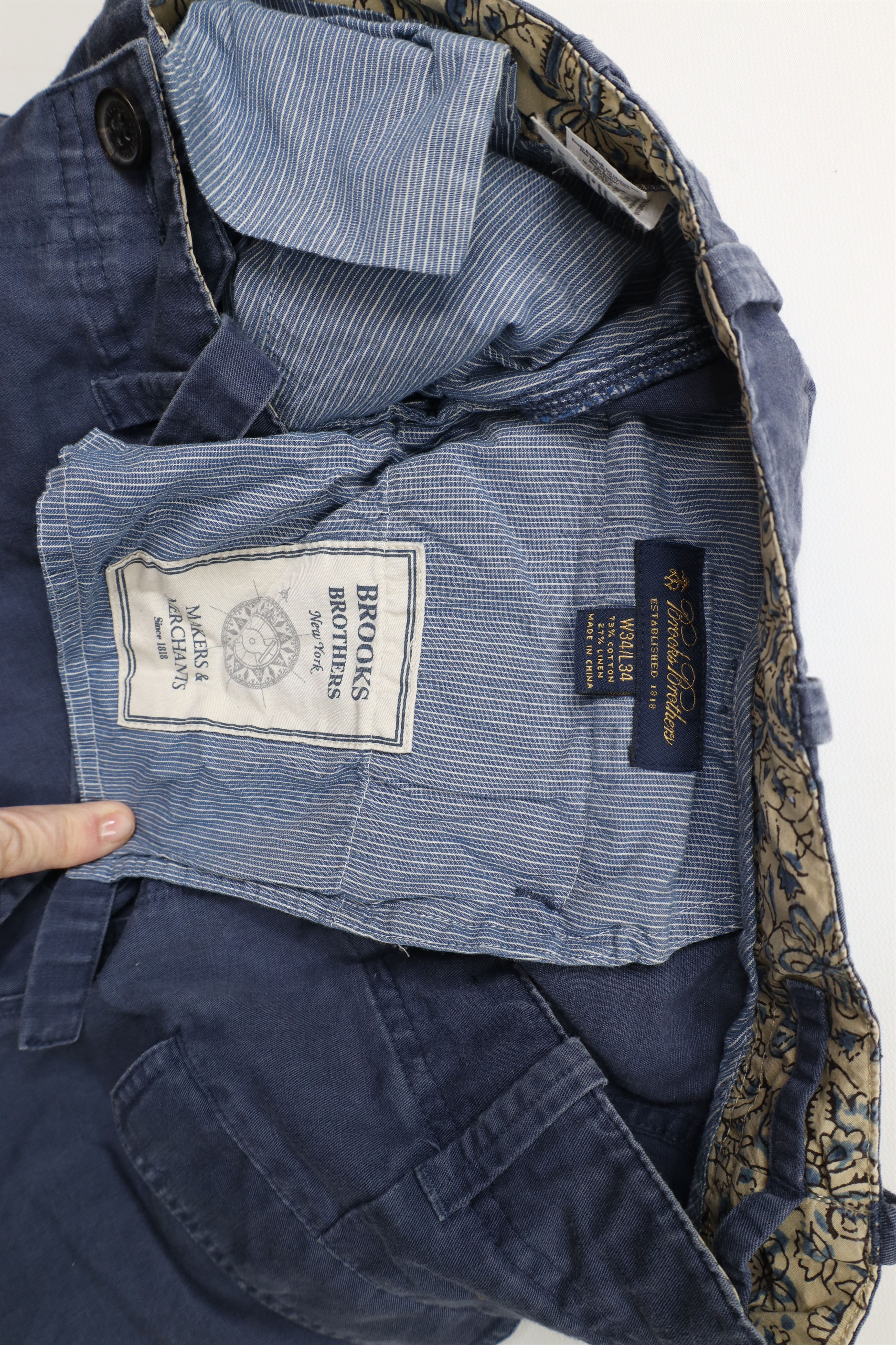 Brooks Brothers × Vintage Brooks Brothers Linen Blend Chinos Beach Harem Pants Blue Size US 34 / EU 50 - 7 Thumbnail