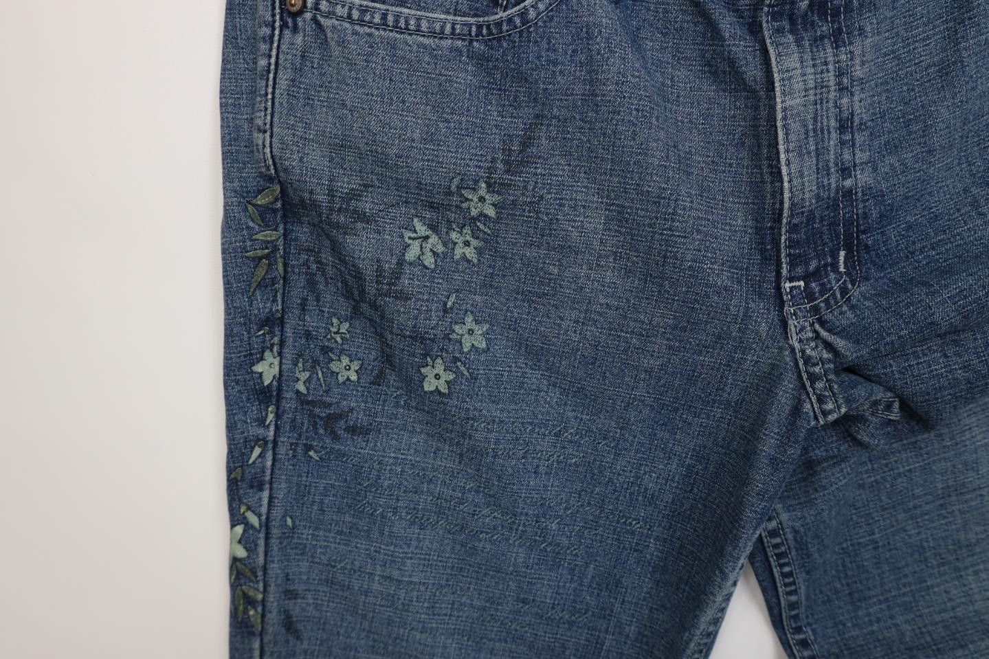 Vintage Deadstock Vintage Y2K 2005 Mossimo Flower Wide Leg Jeans Size 36" / US 14 / IT 50 - 7 Thumbnail