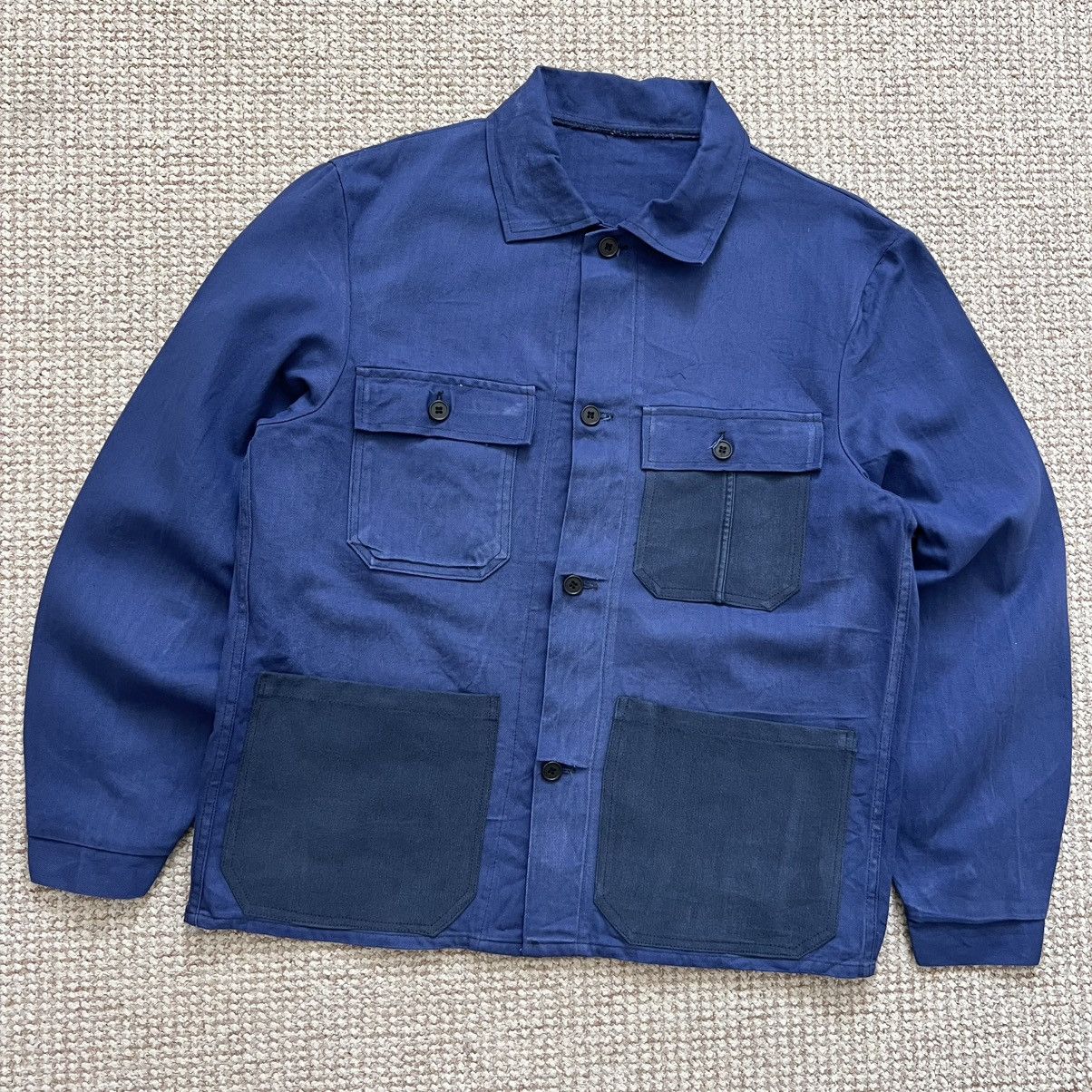 Vintage herringbone faded French workwear jacket