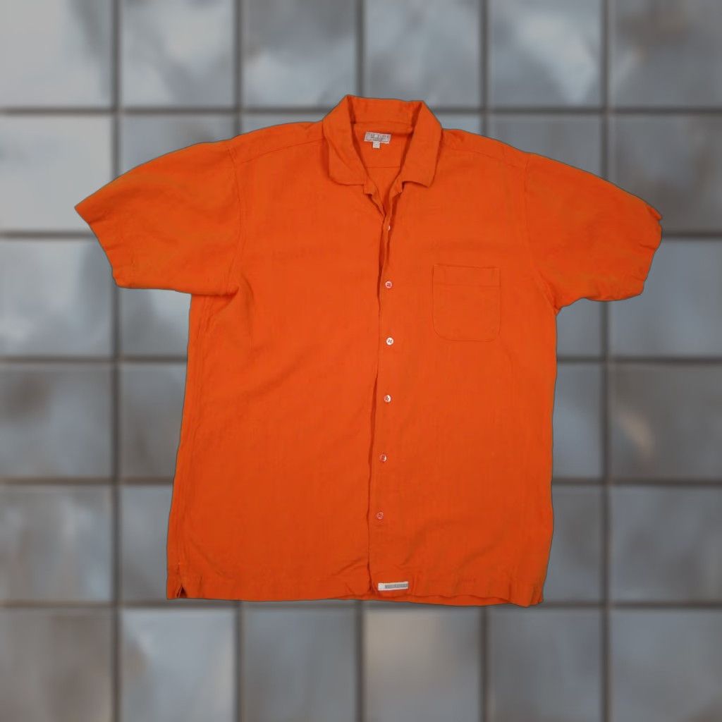 Ted Baker TED BAKER Shirt Mens 3 Medium Orange Linen Blend Button-Up Short Sleeve Camp Casual Workwear Vintage: No? Size US M / EU 48-50 / 2 - 1 Thumbnail