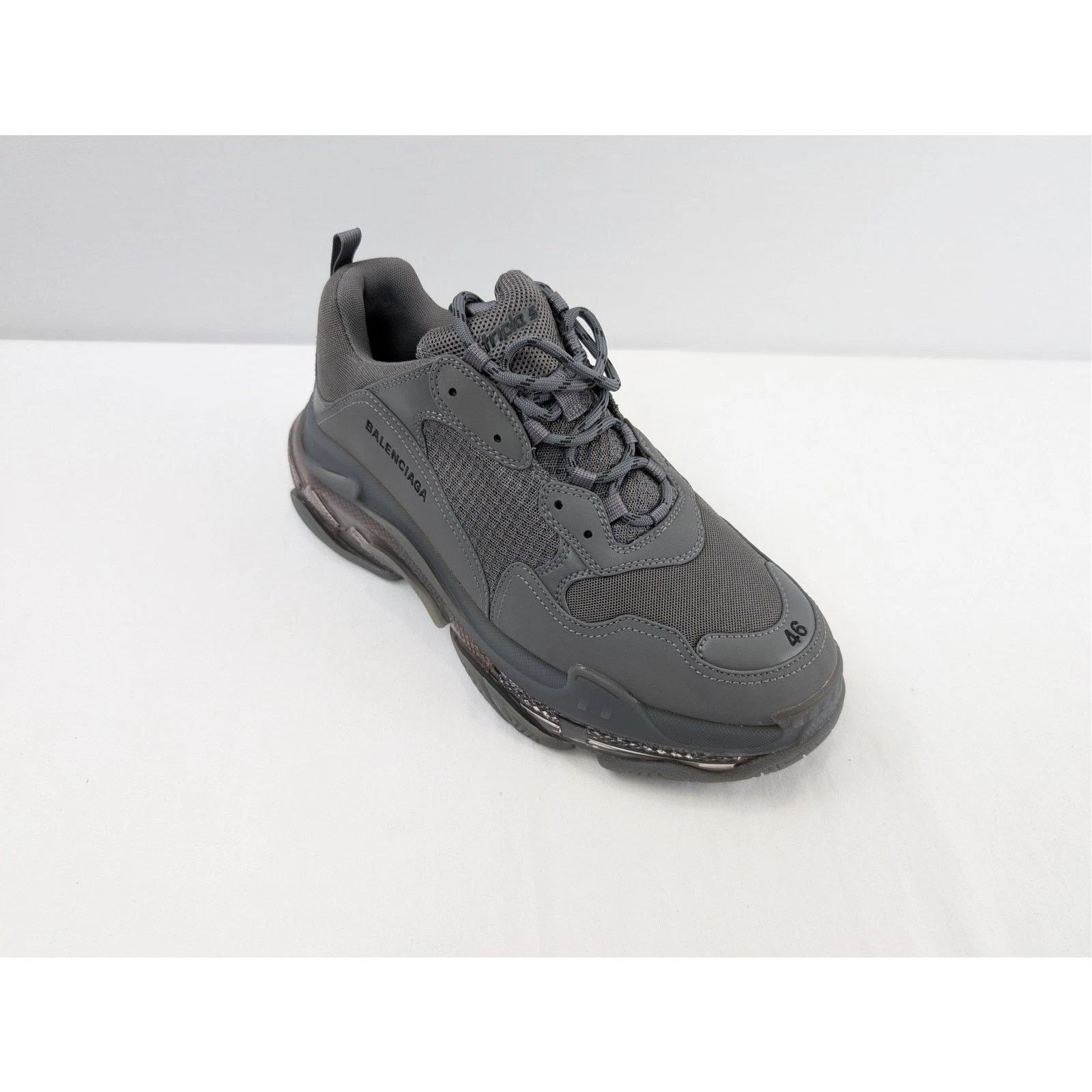 Balenciaga o1rshd1 Clear Sole Leather Free Triple S Sneakers Dark Grey Size US 12 / EU 45 - 4 Thumbnail