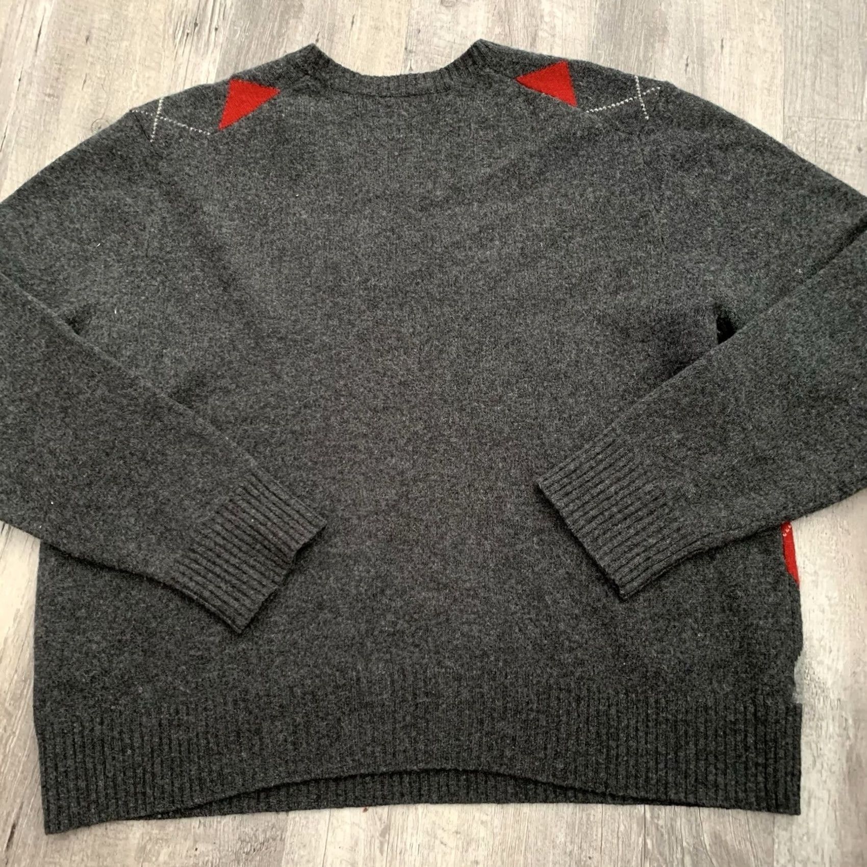 J.Crew VINTAGE J. Crew Sweater Mens XL Gray Red Argyle Lambs Wool V-Neck Pullover Dad Grandpa Size US XL / EU 56 / 4 - 5 Thumbnail