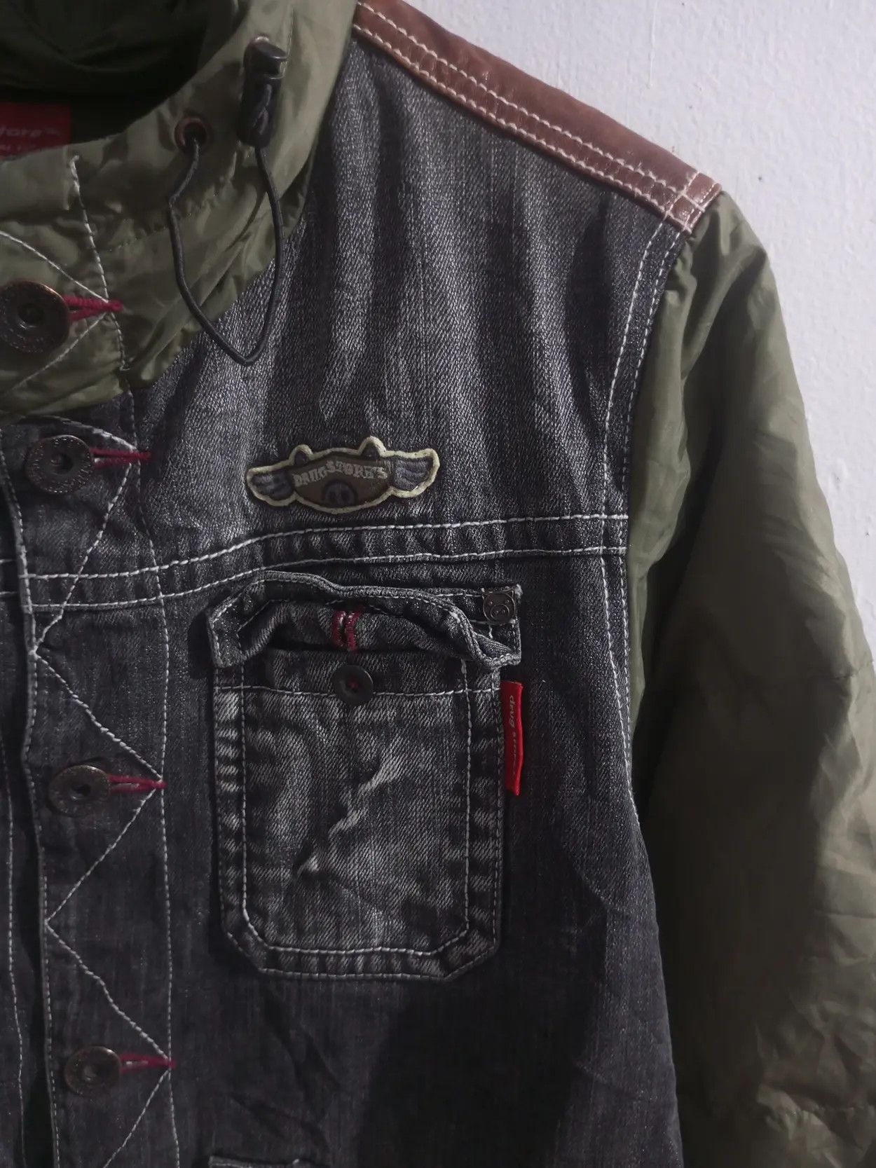 Japanese Brand Drug store's multi pocket denim mix paracute jacket Size US M / EU 48-50 / 2 - 4 Thumbnail